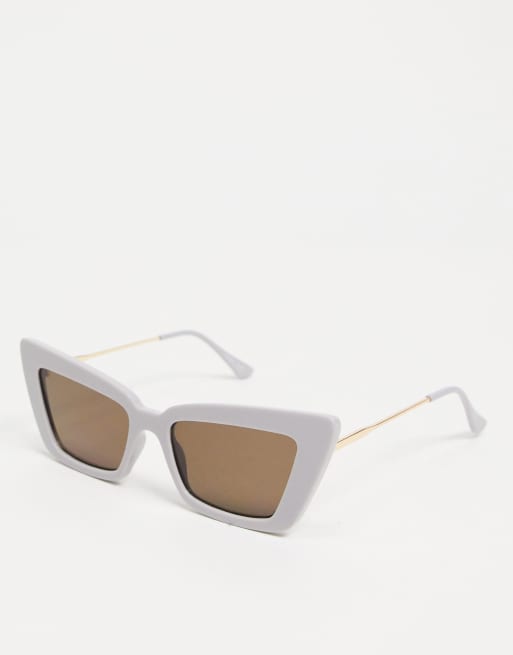 Gafas de sol estilo ojos de gato en color gris con patilla tubular de ASOS DESIGN