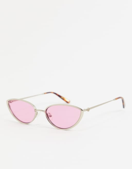 Gafas de sol estilo de metálicas en plateado con cristal rosa de Hot Futures | ASOS