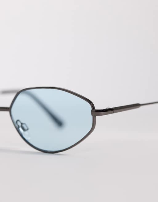 Gafas de sol gris plomo de metal con lentes azules de ASOS DESIGN, 2 de 3