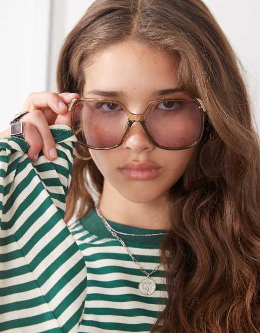 Gafas de sol grises extragrandes de Reclaimed Vintage