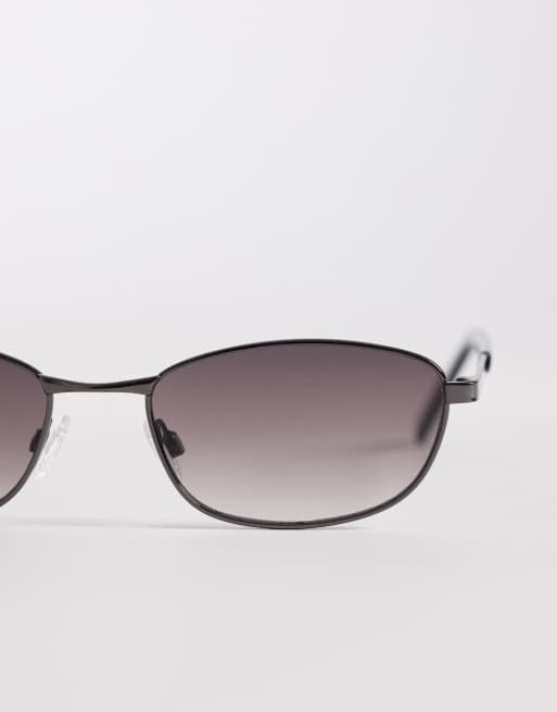 Gafas de sol grises rectangulares de metal con lentes ahumadas de ASOS DESIGN, 2 de 3