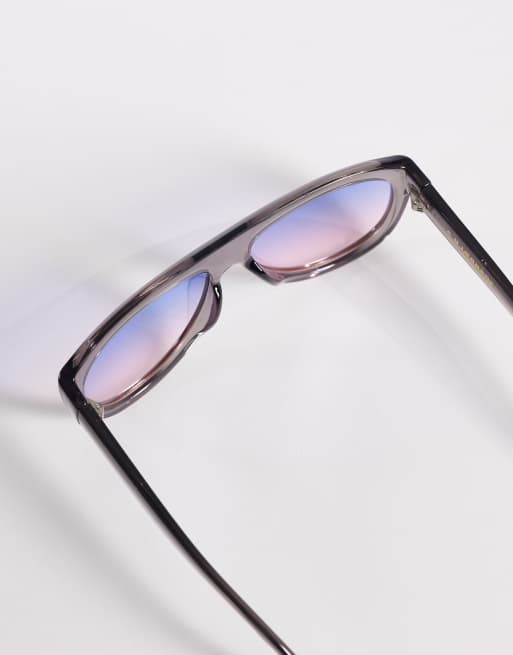 Gafas de sol grises transparentes de estilo aviador envolvente extragrande con lentes degradadas Rio de A.Kjaerbede, 2 de 3