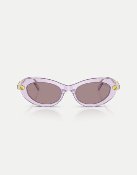 Gafas de sol lila transparente ovaladas con lentes violetas de Swarovski - view 1