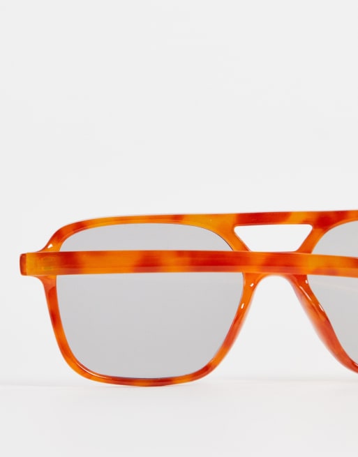 Gafas de sol marrón claro carey de estilo aviador de los años 70 de Madein., 2 de 4