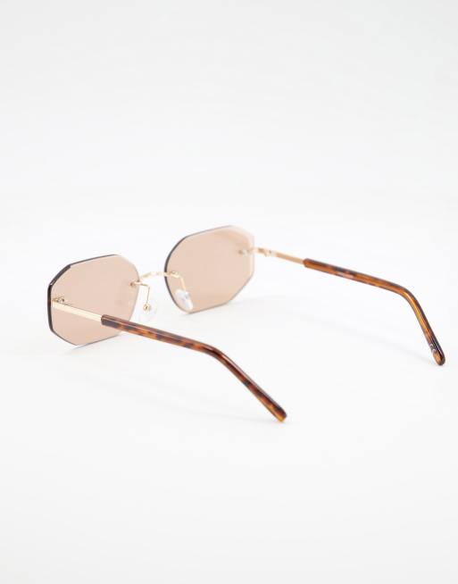 Gafas de sol marrón claro con montura al aire retro estilo años 90 de ASOS DESIGN, 4 de 4