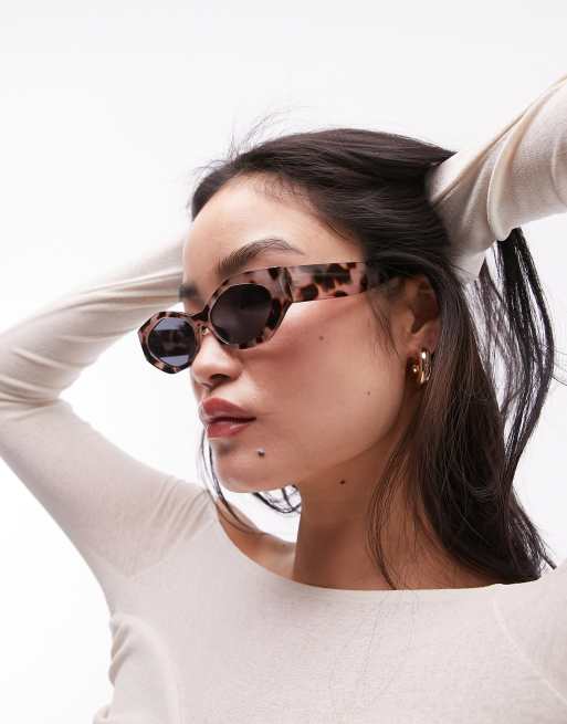 Gafas de sol marrón claro efecto carey de estilo ojos de gato