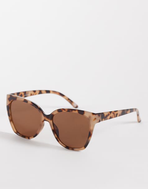 Gafas de sol marrón cremoso efecto carey de estilo ojos de gato con lentes marrones de ASOS DESIGN - view 1