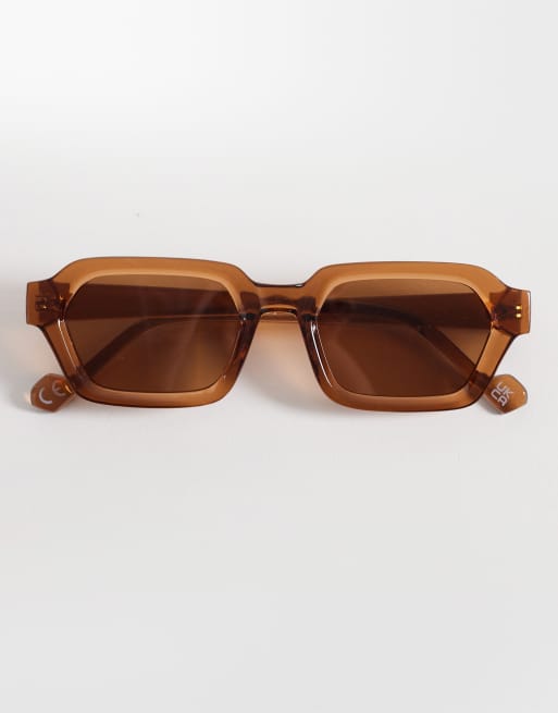 Gafas de sol marrón cristalino rectangulares con lentes marrones de ASOS DESIGN, 3 de 3