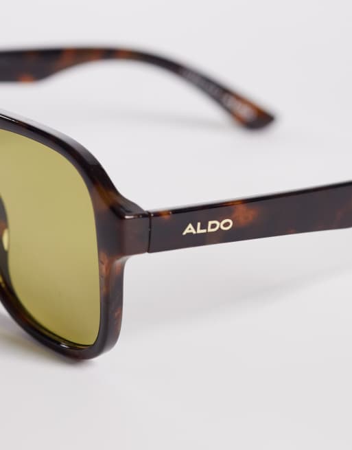 Gafas de sol marrón efecto carey estilo aviador con lentes doradas Billiee de ALDO, 2 de 3
