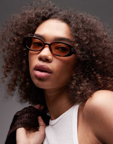 Gafas de sol marrón efecto carey ovaladas con lentes ámbar Outta Love de Le Specs - view 1