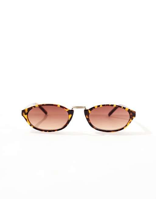 Gafas de sol marrón efecto carey ovaladas con lentes marrones de ASOS DESIGN , 4 de 4