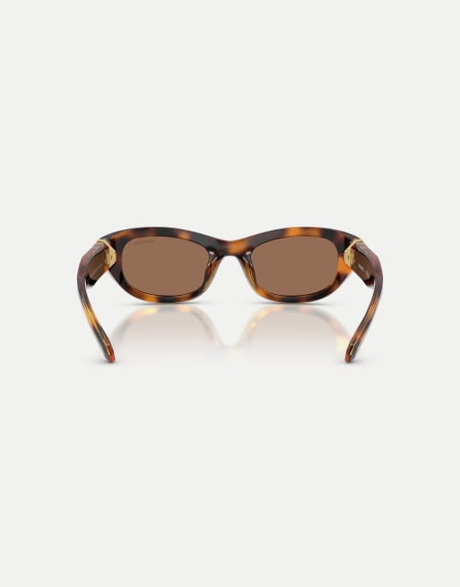Gafas de sol marrón efecto carey rectangulares con lentes marrones de Swarovski, 3 de 3