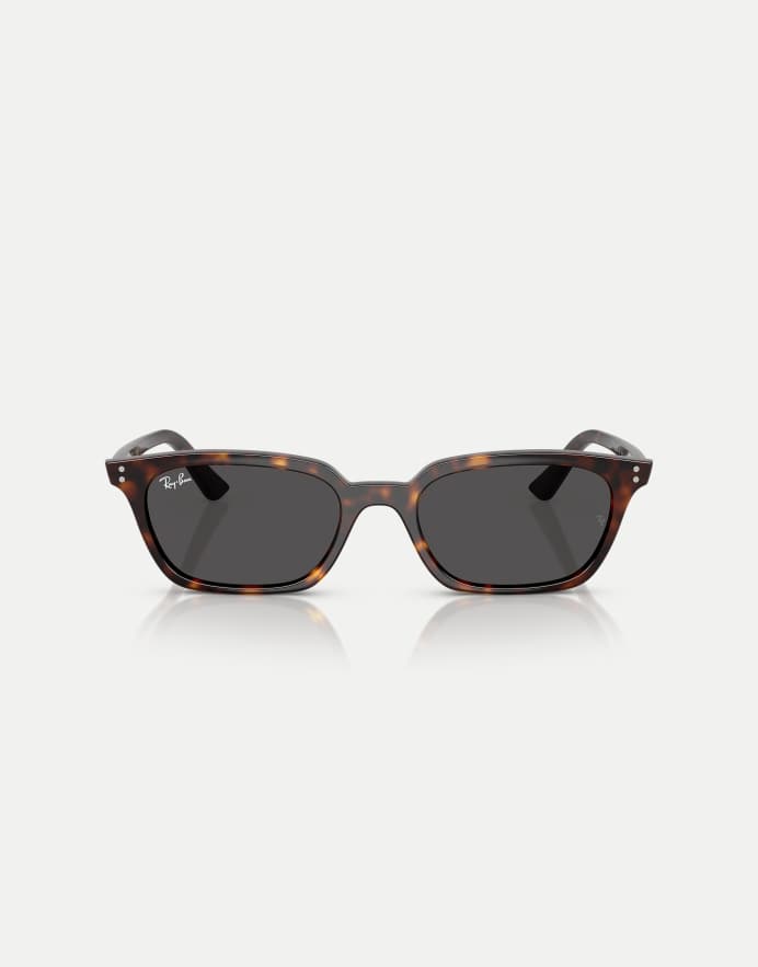 Ray-Ban Gafas de sol marrón Habana rectangulares con lentes grises Zaya de