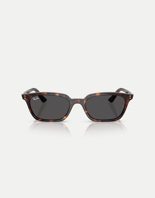 Gafas de sol marrón Habana rectangulares con lentes grises Zaya de Ray-Ban, 3 de 3