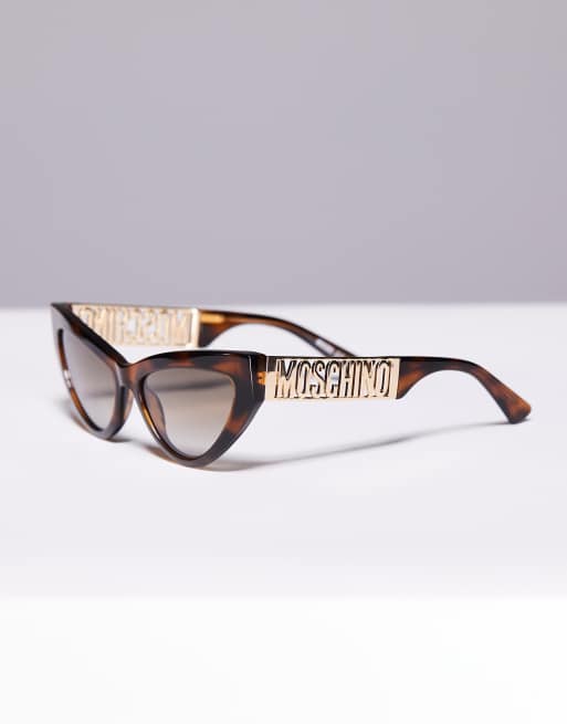Gafas de sol marrón Havana efecto carey estilo ojos de gato de Moschino, 3 de 3