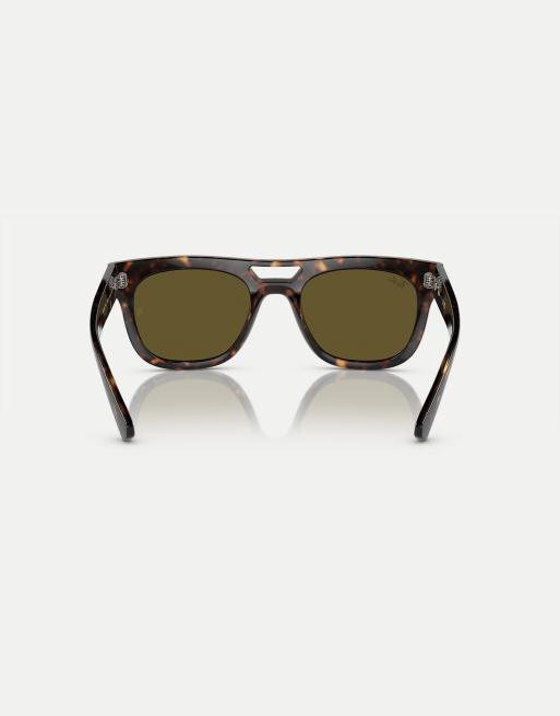 Gafas de sol marrón oscuro efecto carey con montura rectangular y lentes marrones Phil de Ray-Ban, 4 de 4