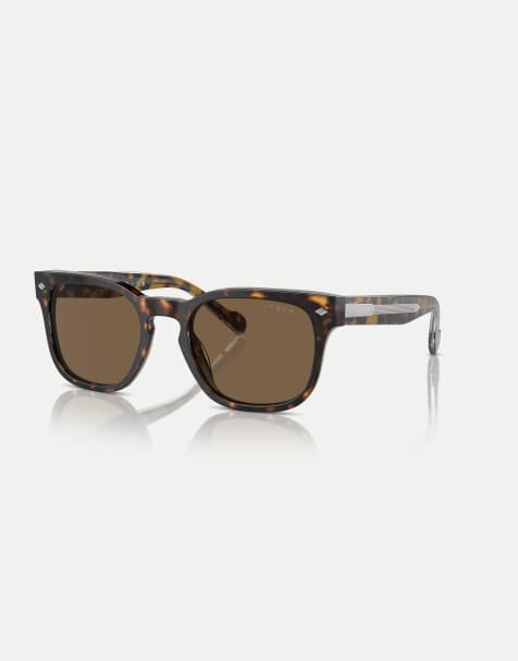 Gafas de sol marrón oscuro Habana con montura rectangular y lentes marrones de Vogue - view 1
