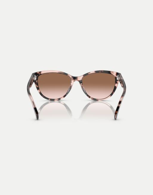 Gafas de sol marrón rosado brillante Havana con montura ovalada y lentes marrones de Ralph, 2 de 4