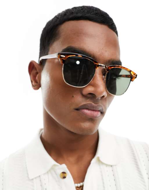 Gafas de sol marrones con diseño estampado Core Club de New Look