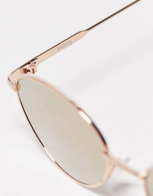 Gafas de sol marrones con lentes redondas de Mango ASOS