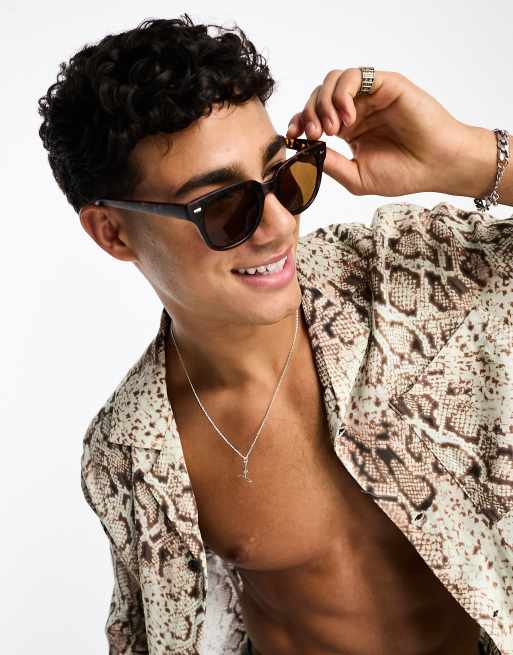 Gafas de sol marrones con montura cuadrada retro de Only & Sons