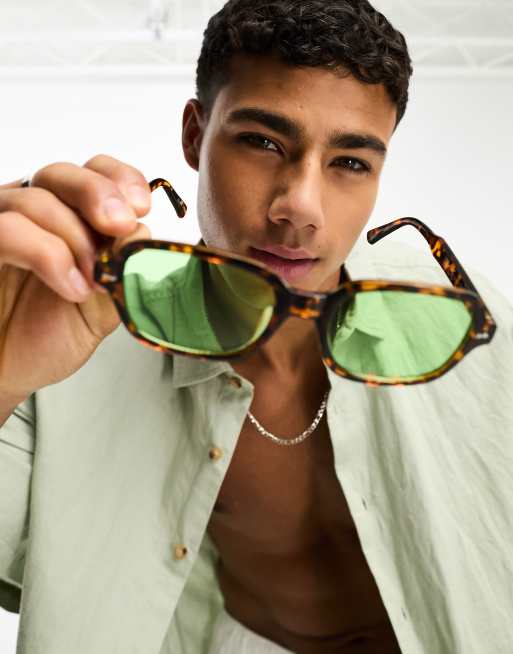 Gafas de sol marrones cuadradas de estilo retro de Jack Jones ASOS