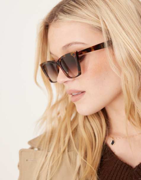 Gafas de sol marrones efecto carey estilo ojos de gato con montura fina de ASOS DESIGN - view 1