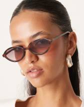 Gafas de sol marrones de estilo aviador con montura rectangular de ASOS DESIGN