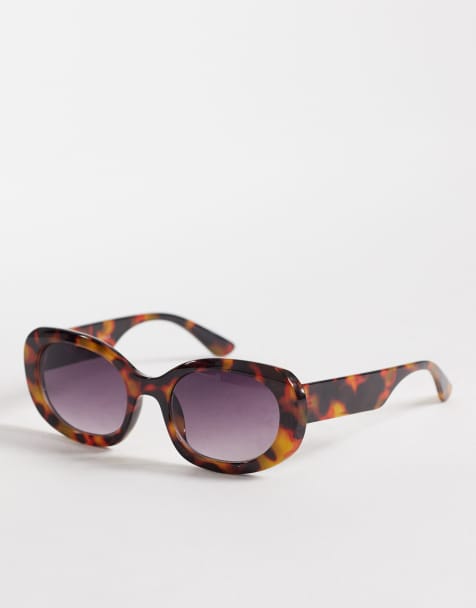Gafas de sol marrones efecto carey gruesas ovaladas con lentes moradas tintadas Memories de AJ Morgan - view 1