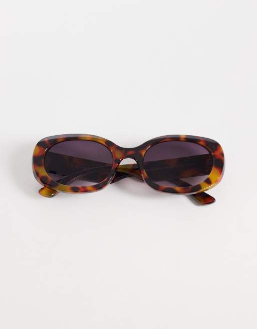 Gafas de sol marrones efecto carey gruesas ovaladas con lentes moradas tintadas Memories de AJ Morgan, 3 de 3
