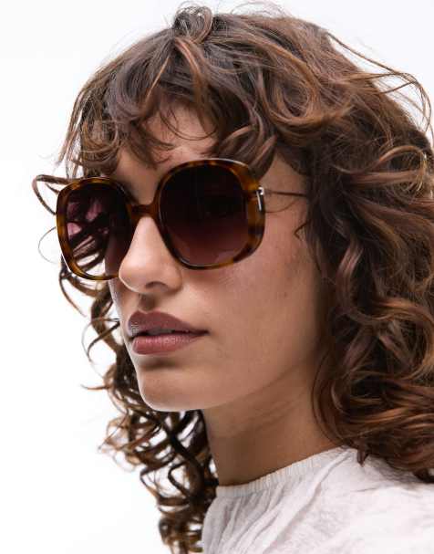 Gafas de sol marrones efecto carey vintage con montura extragrande rectangular The Marilu de Jimmy Fairly - view 1