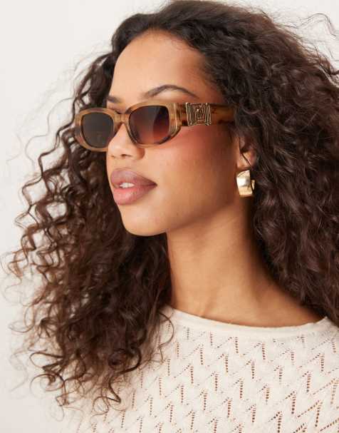 Gafas de sol marrones efecto marmoleado rectangulares de Jeepers Peepers - view 1