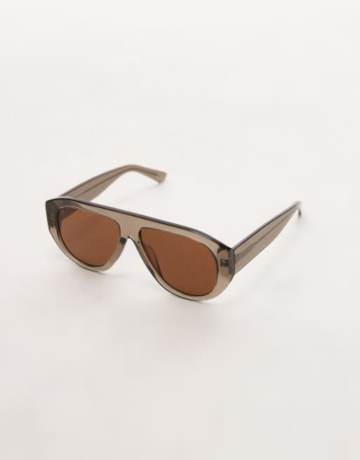 Gafas de sol marrones en ángulo de acetato premium Mauritus de Topshop, 2 de 3