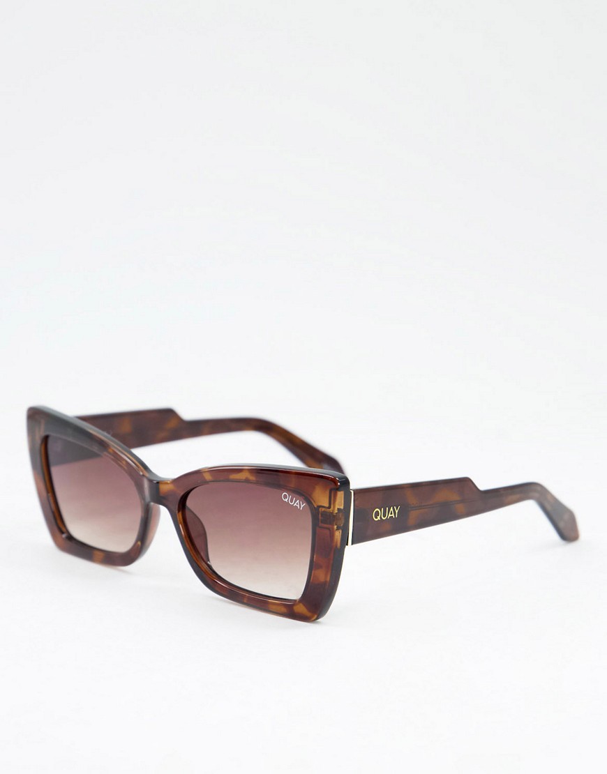 gafas de sol marrones estilo ojos de gato para mujer moody de quay-marrón