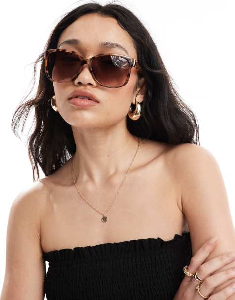 Gafas de sol marrones extragrandes redondeadas de New Look - view 1