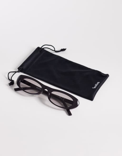 Gafas de sol marrones ovaladas estrechas con lentes tostadas exclusivas de Kaiia, 3 de 3