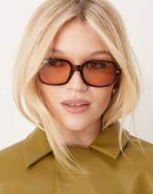 Gafas de sol doradas con montura angular de metal Lanzarote de Topshop