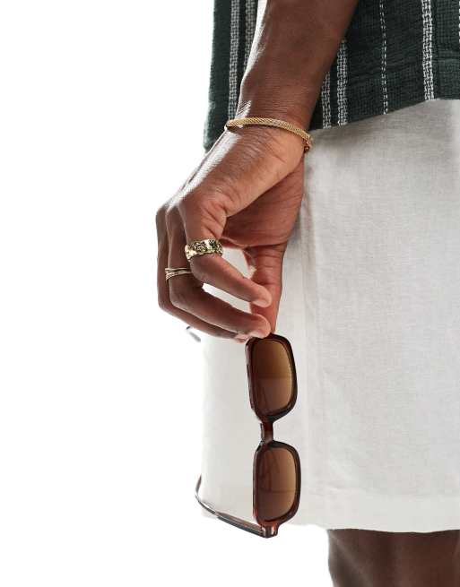 Gafas de sol marrones rectangulares de ASOS DESIGN, 3 de 4