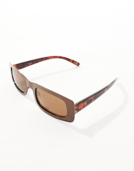 Gafas de sol marrones rectangulares de metal de ASOS DESIGN, 2 de 4