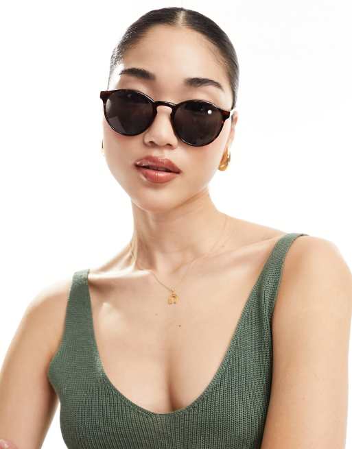 Gafas de sol marrones redondas unisex Spy de Weekday, 4 de 4