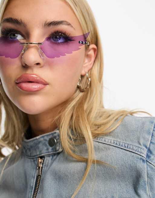 Gafas de sol moradas con forma de alas para festivales de Daisy Street, 2 de 4
