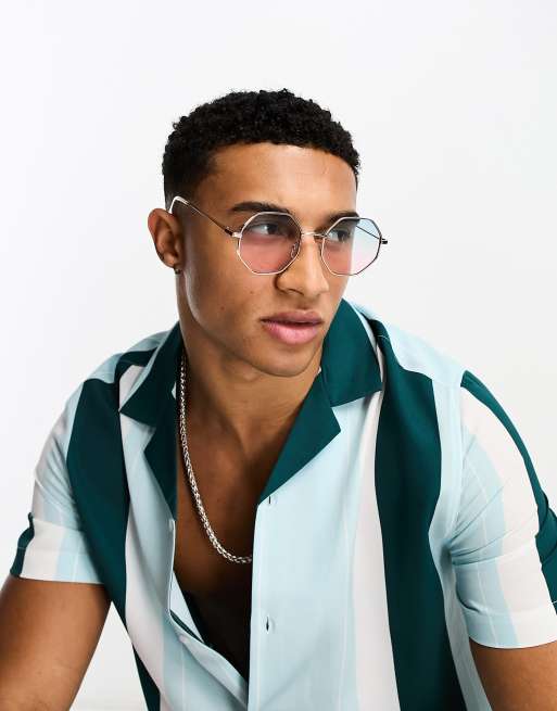 Gafas de sol multicolores hexagonales con lentes degradadas de New Look