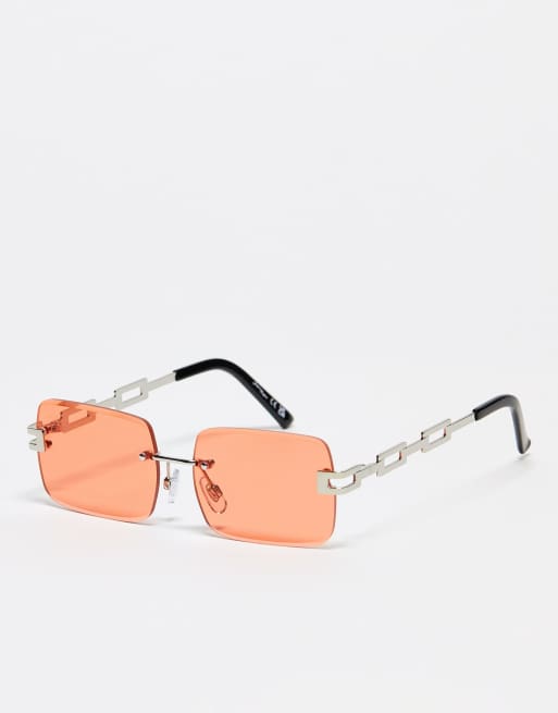 Gafas de sol naranjas con montura al aire estilo años 90 de Jeepers Peepers