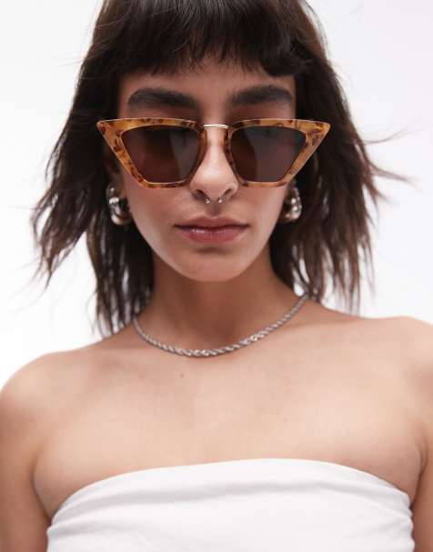 Gafas de sol naranjas efecto carey estilo ojos de gato en ángulo Clove de Topshop - view 1