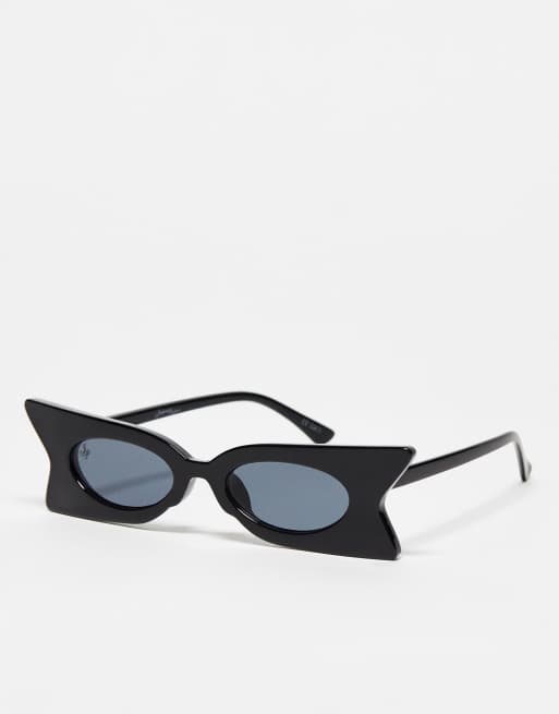 Gafas de sol negras con diseño angular para festivales exclusivas de Jeepers Peepers x ASOS