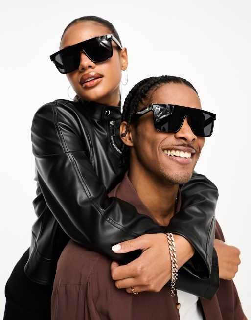 Gafas de sol negras con montura cuadrada extragrande Ara de Aire