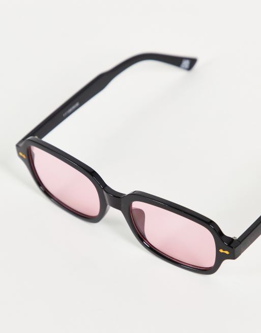 Gafas de sol negras con montura cuadrada y lentes rosas de ASOS DESIGN, 3 de 4
