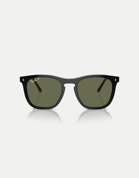 Gafas de sol negras con montura cuadrada y lentes verdes polarizadas RB2210 de Ray-Ban - view 1