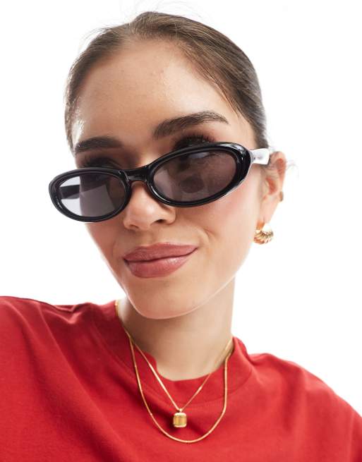 Gafas de sol negras con montura estrecha envolvente de AJ Morgan 