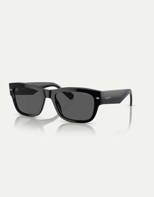 Gafas de sol negras con montura rectangular y lentes grises de Vogue Eyewear ASOS